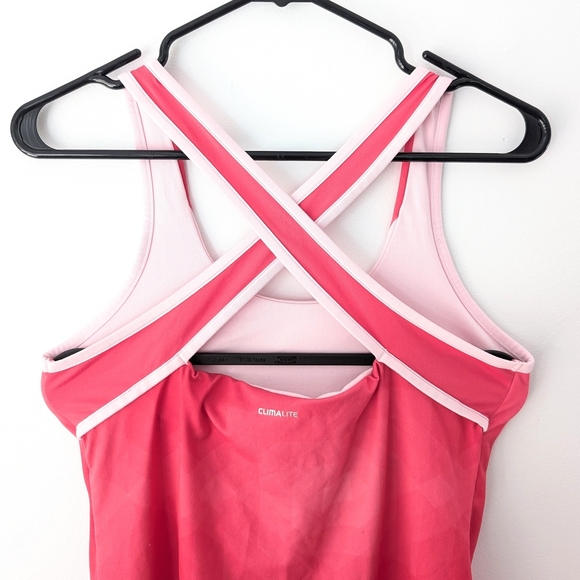 Adidas Women's Pink Performance Tank Top With Crossed Back ~ Size Medium - Picture 4 of 9